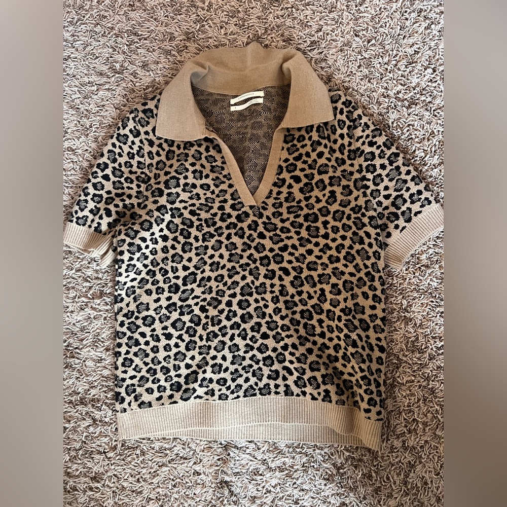 anthropologie leopard knit top